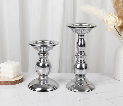 Подсвечник серия "Классик", цвет серебро, 16 см