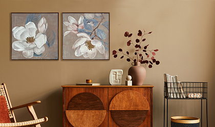 Картина "Магнолия II", 80% ручная работа, рама пластиковая, 60*60*3,5