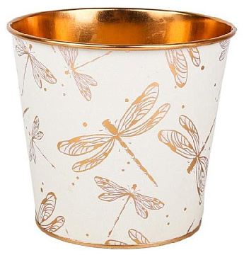 Декоративное кашпо "Золотая стрекоза " D9.8XH10CM B:D7.6CM, металл
