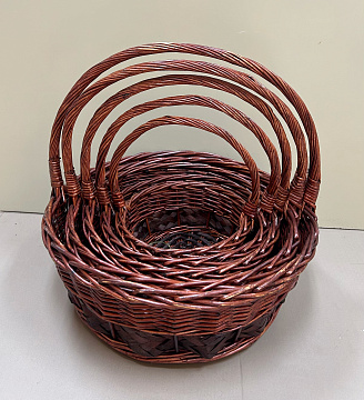 Н-р корзин плет. (ива): 51*19H*49HH, 45*17H*45HH, 39*15H*41HH, 33*12H*36HH, 27*11H*30HH, 5 шт, корич