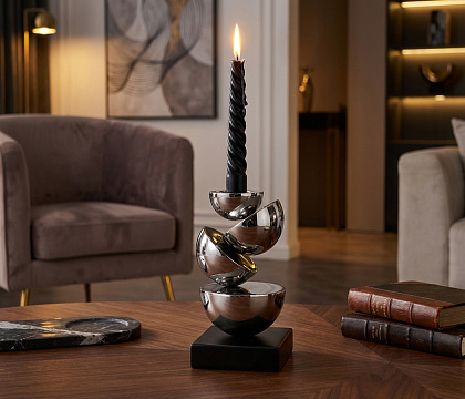 Подсвечник декоративный серия "Баланс", цвет серебро, 8*8*14,5 см