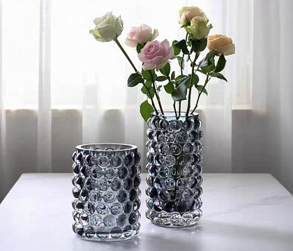 Ваза стеклянная D13* H28 см, 1 шт.,серый