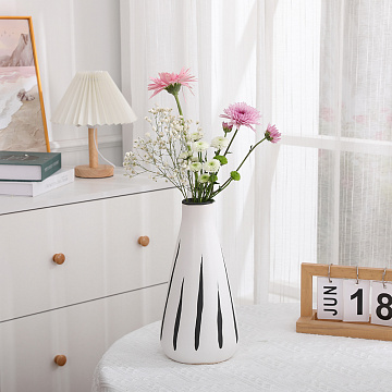 Ваза керамическая, цвет бело-черный, 12,5*25 см