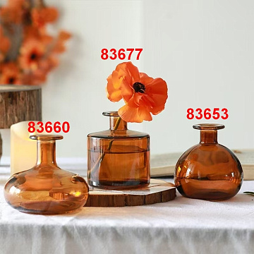 Ваза стеклянная D9,5 * H11,4 см, 1 шт., янтарный