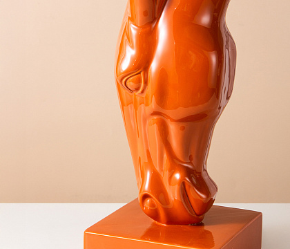 Керамическая декоративная ваза серия "Конь", цвет оранжевый, 19*19*49,5 см