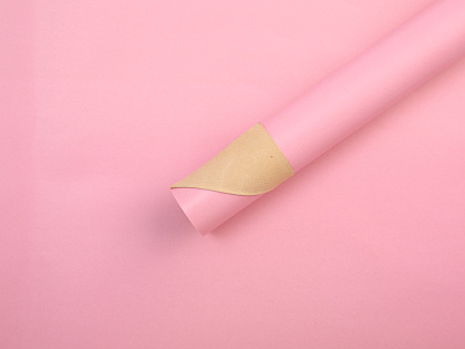 Водонепроницаемый упак. материал флористическая пленка с крафт бумагой, 80гр/м2, 50 см*10 м, розовый