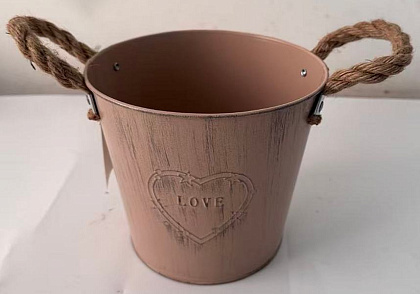 Кашпо металлическое 18*14*16, 1 шт., персиково-розовый