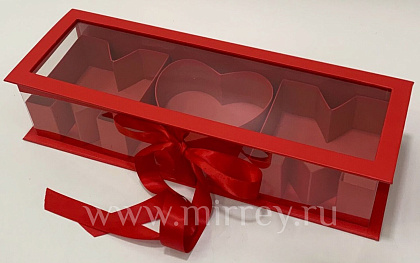  Коробка под цветы "Мама" 44,5x15,5x9,7см, 1 шт., красный