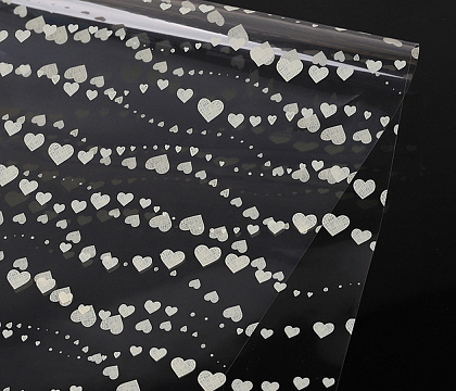 Упак. материал флористическая пленка "Сердечные нити", 50 мкр, 57 см х 10 м, бежевый