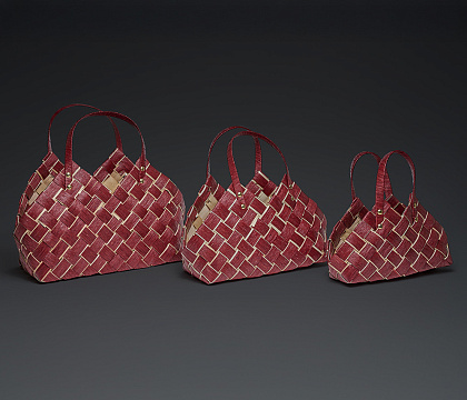 Набор корзин плетеных (секвойя): 40*21*25H 35HH, 34*17*20H 30HH, 27*12*15H 25HH, 3 шт., бургунди