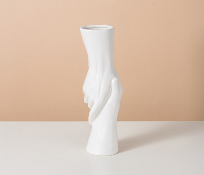 Керамическая декоративная ваза, цвет белый, 10,5*8*31 см