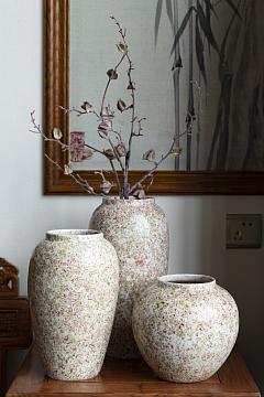 Ваза керамическая декоративная, цвет зелено-красный, 21*22 см.