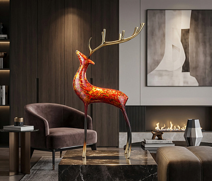 Статуэтка декоративная "Алтайский марал II", цвет красный, 19,5*8*33,5 см