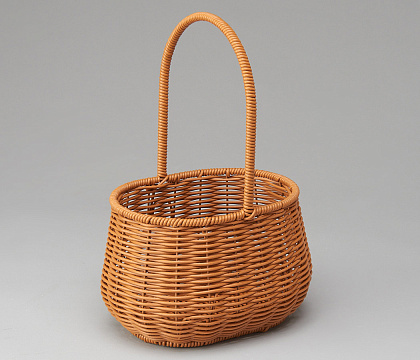 Корзина плетеная (искусств.ротанг), 19,5x15x13/29 B16,5x11 см, 1 шт., натуральный
