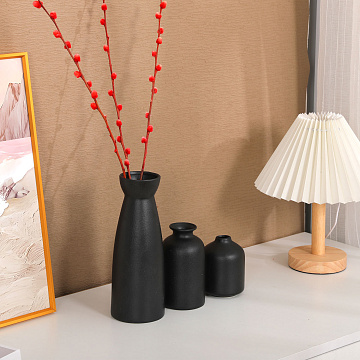 Набор декоративных керамических ваз 3 шт: 7,2*9,5/7,2*12,7/8,5*22,5 см., цвет черный