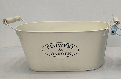 Кашпо металлическое 24*13*10 19*9 , 1 шт, белый