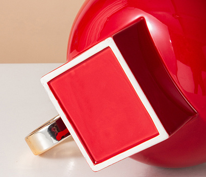 Керамическая декоративная ваза серия "Кольца", цвет красный, 24,5*19*22,5 см