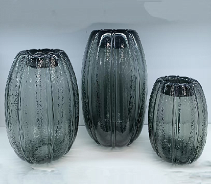 Ваза стеклянная D26 * H37,  1 шт., серый