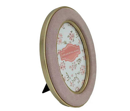 Фоторамка декоративная из МДФ с бархатной отделкой, цвет розовый, со стеклом, 10x15 см