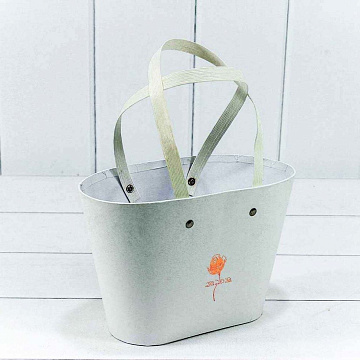  Коробка под цветы с двумя ручками, картон, 22,5x13,5x15,2 см, белый (W9626)