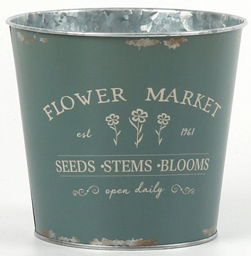 Декоративное кашпо "Цветочный рынок" 15XH13,5CM/B11,5, металл, бирюзовый