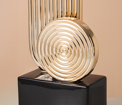 Керамическая декоративная ваза, цвет черно-золотой, 14*8*33,5 см