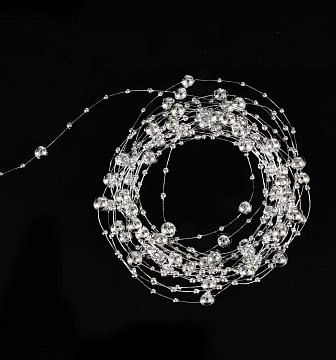 Жемчужная нить на катушке, 3+8 мм * 60 м, серебро