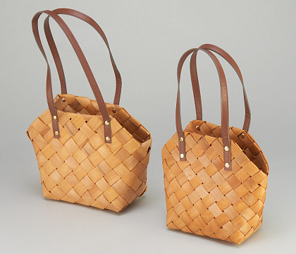 Набор корзин плетеных (секвойя), 25x14x15.5/21/43см, 20x11x13.5x20/36.5см, 2 шт., натуральный