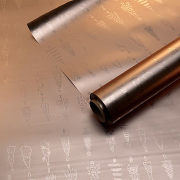 Упак. материал флористическая пленка, металлическая Новогодняя, 40 мкр, 58 см х 10 м, розовое золото