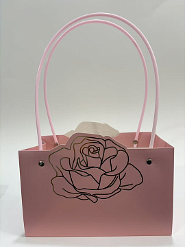 Пакет подарочный тисненый золотым фольгированием, 22*10.5*13.5 см 10 шт./упак., светло-розовый