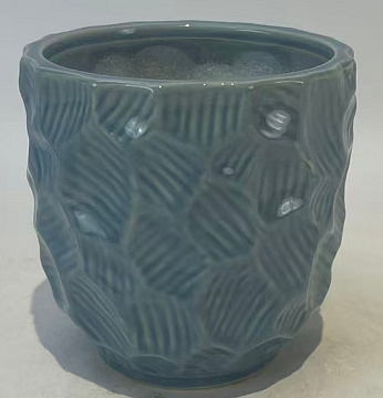 Ваза керамическая, цвет серо-голубой, 12*12*12 см.