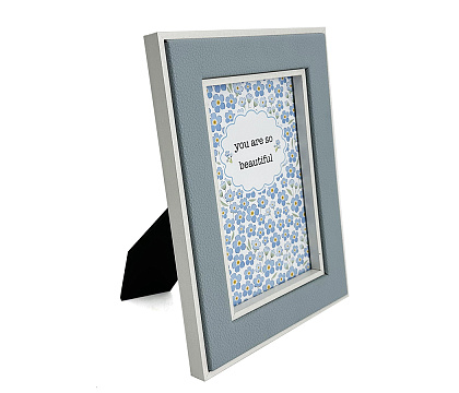 Фоторамка декоративная из МДФ с кожаной отделкой, цвет пепельно-синий, со стеклом, 10x15 см