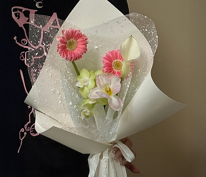 Упак. материал флористическая сетка "Градиент", 50 см х 4 ярд, св-зеленый с небесно-голубым