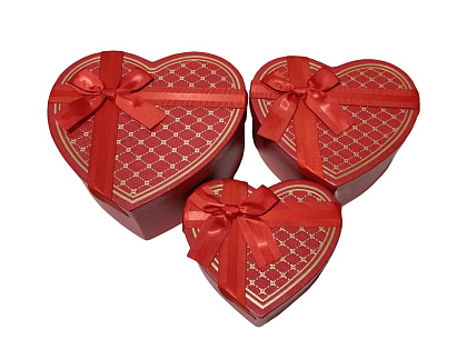 Набор коробок в виде сердца "Объятия любви" 22*20*9, 19*17*7,5, 16*14*6 см, 3 шт., красный