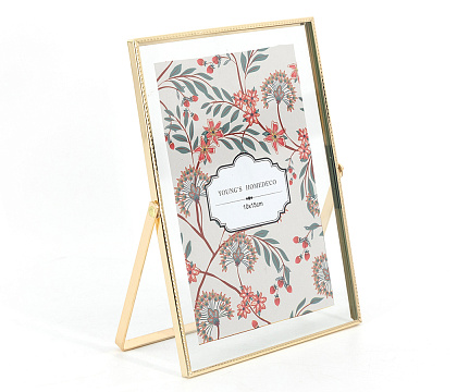 Фоторамка декоративная с металлическим багетом, со стеклом, 10x15 см