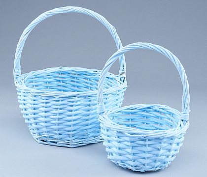 Набор корзин плетеных (ива), 19*19*10*24 см, 15*15*8*20 см, 2 шт., св.голубой