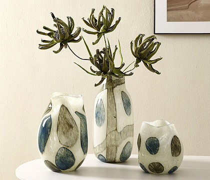 Ваза стеклянная D16,5 * H33 см, 1 шт., молочный