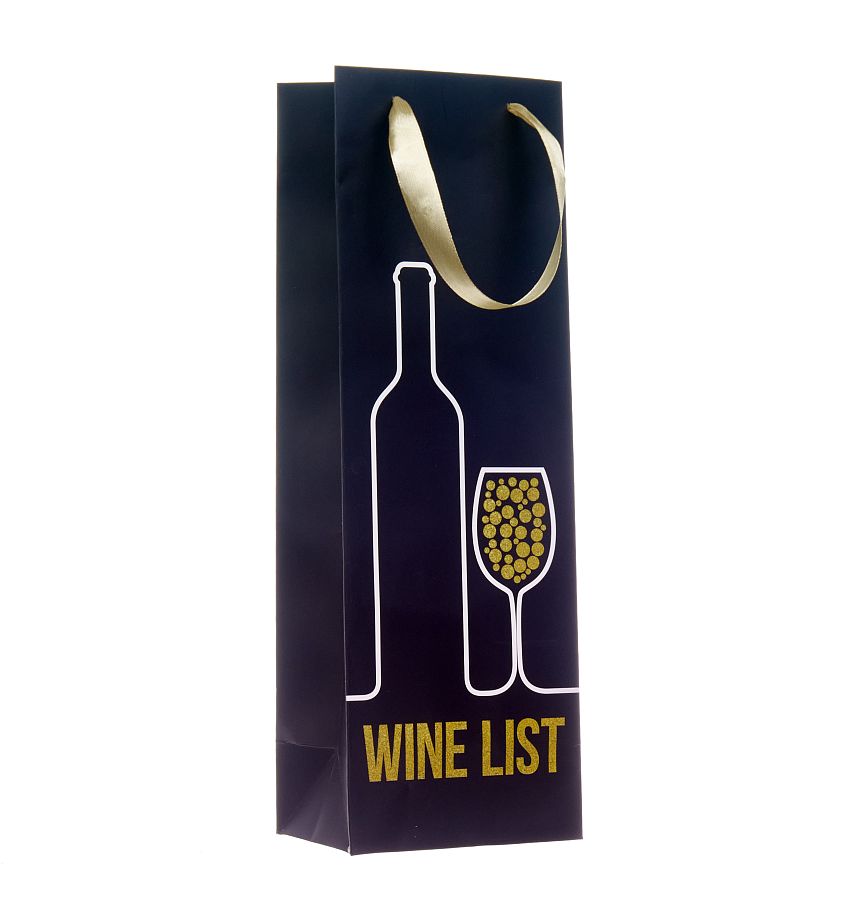 Подарочные пакеты "Wine Time" в ассортименте, 12x36x9 см, 4 вида, 12 шт. / упак.