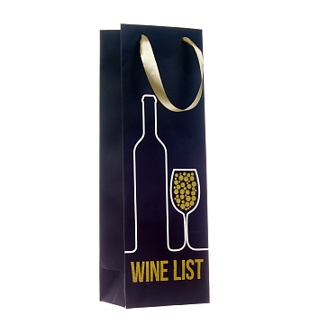 Подарочные пакеты "Wine Time" в ассортименте, 12x36x9 см, 4 вида, 12 шт. / упак.