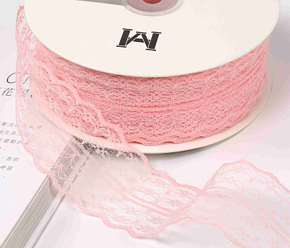 Лента декоративная "Изящное кружево", полиэстер, 45 мм х 50 ярд., пионовый (4 шт./упак.)