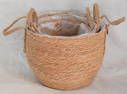 Набор корзин плетеных (рогоз): D35xH28 BD31, D31x26 BD26, D26xH23 BD21, 3 шт.