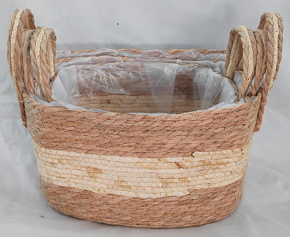 Набор корзин плетеных (рогоз): 38x26xH21 B36x25, 34x23xH19 B33x23, 30x20xH18 B28x18, 3 шт.