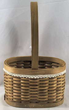 Корзина плетеная (секвойя),18x12x11/30 B:19x12 см, 1 шт., св.коричневый