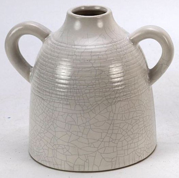 Ваза керамическая с ушками, 15,5*12,7*14,5 см.