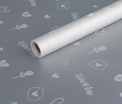 Упак. материал флористическая пленка "Время любить", 55мкр, 58 см х 10 м, белый