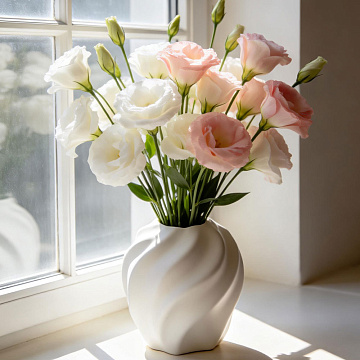 Ваза керамическая, цвет белый, 12,5*14 см