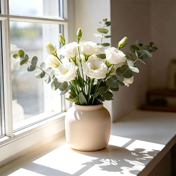 Ваза керамическая, цвет бежевый, 14,5*14,5*13 см