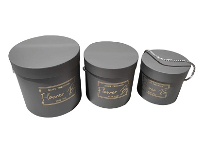 Набор коробок для цветов "Простые истины" 18,5*17, 15,3*14,5, 13,3*12 см, 3 шт., св.серый