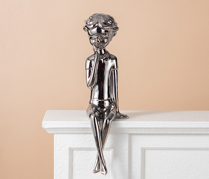 Статуэтка декоративная, керамика, цвет серебро, 9,5*11,5*35 см