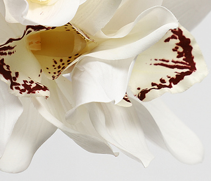 Букет искусственный декоративный "Орхидеи": 4 стебля, 24,5 см., белый